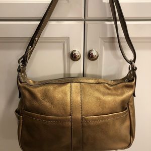 Tignanello Gold/Bronze Colored Leather Shoulder Bag & Wristlet (NWOT)